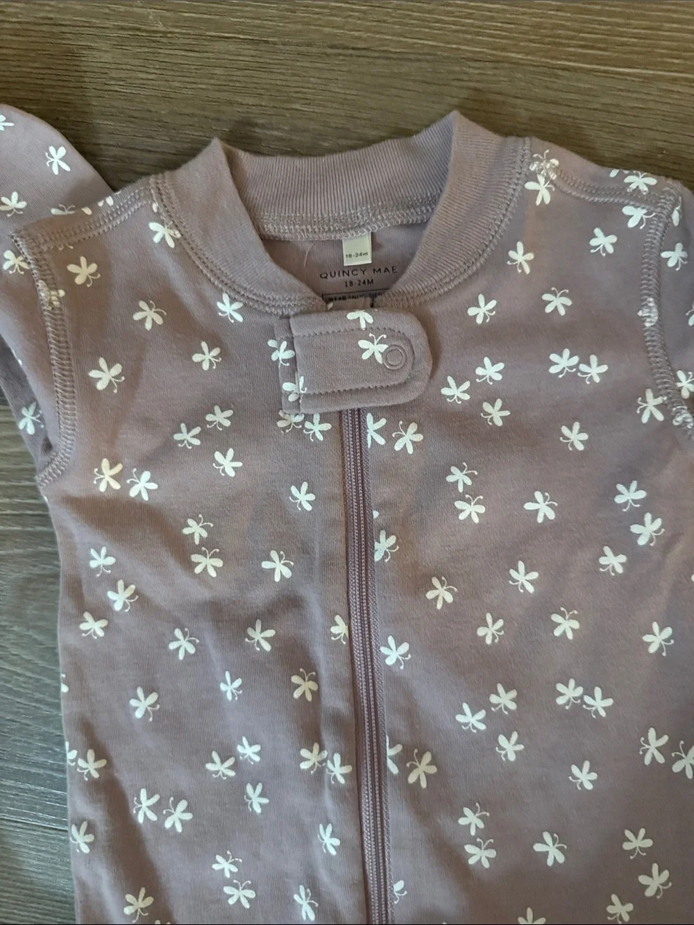 NWOT QUINCY MAE Zip Front Romper in mauve - 18-24m